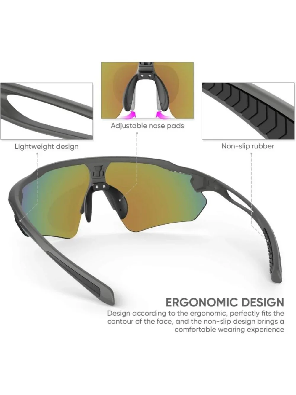 Polarized Sports Sunglasses with Unbreakable TR90 Frame, Anti-UV400 Cycling